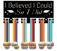 CREATCABIN Porta Medaglie Espositore Appendiabiti Porta Medaglie Cornice Porta Medaglie Gancio Medaglie in Acrilico 12 Gancio Appendere 0 Ver 40+ Medaglie Atleti Calcio Basket Ginnastica 29x13 cm