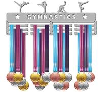 CREATCABIN Porta Medaglie Espositore per Ginnastica Appendiabiti per Sopra 60 Porta Medaglie Premi Sportivi Cordino Montato A Parete Atleti Giocatori Campioni Argento 15.7 x 5.9inch
