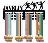 CREATCABIN Porta Medaglie Giavellotto Appendiabiti per Medaglie Giavellotto Espositore Sportivo in Metallo per Appendere Premi in Ferro,Supporto Piccolo,Decorazione per Donne Uomini da Parete 29x13cm