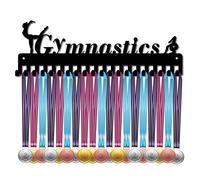 CREATCABIN Porta Medaglie Ginnastica Appendiabiti Medaglie Display Ganci A Parete per Ragazze Giocatori Oltre 60 Medaglie Nero 15.7 x 5.4 Pollici