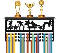 CREATCABIN Porta Medaglie Ginnastica Espositore Trofei in Metallo da Parete Sport Contiene 60 o più Medaglie Premi Nastri Organizer 12 Ganci Atleti e Ballerini 40x20x10cm