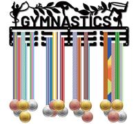 CREATCABIN Porta Medaglie Ginnastica in Ferro Gancio Medaglie da Parete Porta Badge Premio Espositore Esposizione Nastri 3 Linee Ganci Separati Competizione Sportiva Ginnastica Espositore 15x40cm