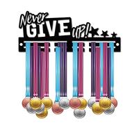 CREATCABIN Porta Medaglie in Acrilico Never Give Up Porta Medaglie Espositore da Parete Appendiabiti da Appendere per Casa Badge 2 Linea Atleti Medaglia Corsa Calcio Ginnastica Oltre 20 medaglie