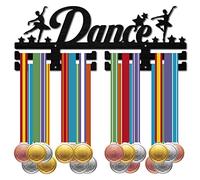 CREATCABIN Porta Medaglie in Legno Danza Ballerino Medaglie Appendiabiti Espositore Nero Montaggio A Parete Appeso Domestico 2 Riga 20 medaglie Concorso Balletto Regalo per Amanti Danza Ginnastica