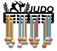 CREATCABIN Porta Medaglie Judo Appendiabiti per Medaglie Espositore Da Appendere Alla Parete per Premi Decorazione Della Stanza 3 linea Design Tenere 60+ medaglie Sport per Gli Amanti Del Golf 29x13cm