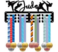 CREATCABIN Porta Medaglie Judo Appendini per Medaglie Espositore Sport Metallo Premi Da Appendere Ferro Supporto Piccolo Decorazione Premi per Uomini Donne Parete Casa Distintivo Medaglia Judo 29x13cm