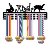 CREATCABIN Porta Medaglie Judo da Competizione Porta Medaglie Espositore Telaio Nero per Rack Atleta Gara Appendere Premi Ganci in Ferro Montaggio A Parete Decor Oltre 60+ Medaglie per Sport 40x15cm