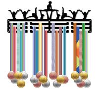 CREATCABIN Porta Medaglie Nuoto Sincronizzato Montaggio A Parete Cornice Ferro Decorazione Ganci Riporre I Premi 3 Linea Ganci Separati Vincitori Gare 60+ medaglie Nastri Espositore Appendere 40x15cm