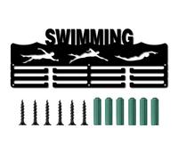 CREATCABIN Porta Medaglie Nuoto Sportivi Giochi Olimpici Medaglie Espositore Montaggio A Parete Appendiabiti Decor Porta Medaglie per Nuotatori Corridori Casa Porta Badge 3 piolo Medaglia Oltre 60