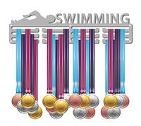 CREATCABIN Porta Medaglie Nuoto Sportivo Giochi Olimpici Espositore per Medaglie Appendiabiti da Parete Porta Medaglie per Corridori per Casa Porta Badge 3 piolo sopra 60 medaglie Argento