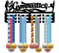 CREATCABIN Porta Medaglie per Ginnastica Piccolo Espositore per Medaglie Sportive Ferro Nero12 Gancio Decorazione Parete Atleti Medagliati Nastri Organizzatore Ballerini 29 x 13cm