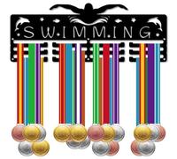 CREATCABIN Porta Medaglie per Il Nuoto Decorazione da Appendere per Medaglie Espositore per Medaglie Montaggio A Parete 3 Linea Design Contiene 60+ Medaglie Decorazione per La Casa Regalo per 40x15cm