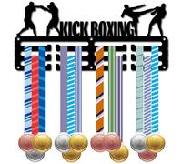 CREATCABIN Porta Medaglie per Kick Boxing Appendiabiti per Medaglie Espositore Sport Metallo Premi da Appendere Ferro Supporto Piccolo Decorazione Premi per Parete Casa Distintivo Corsa 29x13cm