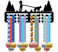 CREATCABIN Porta Medaglie per Passeggiate con Il Cane Piccolo Espositore per Medaglie Organizer in Metallo con Nastro in Ferro Espositore da Parete per Appendere più di 40 medaglia Nero 29x13cm