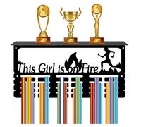 CREATCABIN Porta Medaglie Scaffale per Trofei Appendini per Medaglie Espositore con Supporto per Mensola Sport 4 Montaggio A Parete Contiene 70+ medaglie per Ginnastica Corsa Nuoto Premi 40x20x10cm