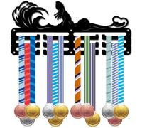 CREATCABIN Porta Medaglie Sport Nuoto Porta Medaglie in Ferro Organizzatore Medaglie Montato A Parete 3 Linee Ganci Separati Nastri Premi Gara Espositore Sospeso Atleti Vincitori Gare Regalo 29x13cm