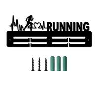 CREATCABIN Porta Medaglie Sport Running Runner Giochi Olimpici Medaglie Appendiabiti Espositore Parete Rack Mount Appendiabiti Decor Nero Robusto Porta per Atleti Ginnastica Appeso Oltre 40 Medaglie