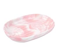 CREATCABIN Portasapone in Ceramica Portasapone Texture Rosa Fatto A Mano Elegante Portasapone Multiuso Texture in Marmo Vassoio Portasapone Ovale Antiscivolo Spugna Bagno Cucina Lavello 13x8.5x2.5cm