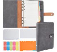 CREATCABIN Quaderno A6in Pelle Ricaricabile Diario A Spirale Blocchi Note 6 Anelli Fogli Mobili Diario Economico Tasche Raccoglitori Carta Ricarica Busta Contanti Casa Ufficio Pianificatore Viaggio