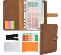 CREATCABIN Quaderno Ricaricabile in Pelle A6 diario A Spirale Blocchi Note 6 Anelli Fogli Mobili Budget Tasche Raccoglitori Busta Carta Ricarica Donne Casa Ufficio Pianificatore Viaggio Cammello