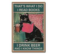 CREATCABIN Questo È Quello Che Faccio I Read Books Sign Retro Cat Poster Vintage Targa in Metallo per La Decorazione della Parete del Bagno di Casa, 8 x 12 Pollice