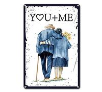 CREATCABIN Retro You And Me Vintage Targa in Metallo Fiori d'Amore Decorazione da Parete in Metallo Murale per La Casa Camera da Letto Fiorista Auguri Ad Amici Partner Poster Placca 12 x 8 Pollice
