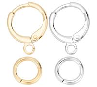 CREATCABIN Scatola 48 Pezzi Ganci A Leva Roton18K Acciaio Inossidabile Placcato Oro Vero Leva Ottone Cerchi Filo Orecchie Francesi Anello per Donna Styling Orecchini Pendenti Risultati(Oro&Argento)