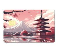 CREATCABIN Scenario Giapponese Skin per Carte di Credito Fiore di Ciliegio Adesivo Skin per Carte di Debito Cover Anime Decalcomanie Personalizzate per Proteggere Bancarie Impermeabile 18.6x13.7cm