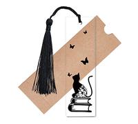 CREATCABIN Segnalibri Gatti Rettangolari Farfalla Fiore Nappe In Acrilico Insegnanti Studenti Amanti Libri Amanti Gatti Adulti Femmina Figlia Scuola Casa Forniture per Ufficio Regali 3.5x11.8cm