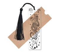 CREATCABIN Segnalibro A Forma Serpente Teschio in Acrilico Trasparente Rettangolare Feste Halloween Stelle Monty Python Eclissi Decorazione con Nappa Lettura Insegnante Studente 11.8x3.5x0.25cm