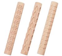 CREATCABIN Set 3 Kit Rulli Modellare L'Argilla Stile Natalizio Albero Natale Fiocco Neve Stella Mattarello Argilla Rullo Manuale Strutturato Manico in Legno Strumenti Ceramica Fai Te 15x2x2cm