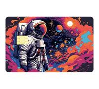 CREATCABIN Skin Carte Credito Spaceman Adesivo Skin Carte Debito Che Copre Il Pianeta Senza Bolle Slim Personalizzato Proteggere Le Carte Bancarie Decalcomanie in PVC Impermeabile 18.6x13.7cm