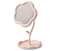 CREATCABIN Specchio Da Trucco A Forma di Fiore di Corallo con Supporto In Plastica A Forma di Fiore Portatile Vintage per Camera Da Letto Soggiorno e Spazi Minimi Decorazioni per La Tavola 15.5x29.5cm