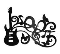 CREATCABIN Strumenti Decorazione Da Parete In Metallo Arte Da Parete In Ferro Nero Nota Musicale Scultura Vuota Decorazione Da Appendere Targa Da Parete Rustica Decorazione per Interni Esterni 23x30cm