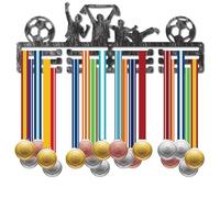 CREATCABIN Supporto Medaglie da Calcio Espositore Medaglie Scaffale in Metallo Color Argento Antico Targhe Medaglie Organizer Medaglie Montaggio A Parete Appeso sopra 60 medaglie da 40x15cm