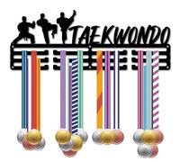 CREATCABIN Taekwondo Porta Medaglie Appendiabiti per Medaglie Espositore Medaglie Sportive da Appendere Premi Metallo Parete Decorazione della Stanza Regalo per Uomini Donne Atleti Giocatore 40x15cm