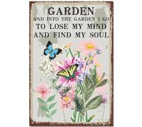 CREATCABIN Targa con Fiore Farfalla Decorazione da Giardino Targa in Metallo Vintage retrò Placca da Parete in Metallo Pittura in Ferro Poster Murale Decorazione Fattoria per Cucina Soggiorno 20x30cm