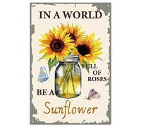 CREATCABIN Targa Girasole Targa in Metallo Vintage Decorazione da Parete Pittura retrò Poster Placca Decorazione in Ferro Arte Murale Regalo da Appendere per Soggiorno Cucina di Casa Bar 20x30cm