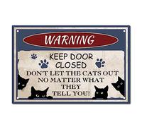 CREATCABIN Targa in latta con gatto nero, stile vintage, in metallo, con scritta in lingua inglese "Don't Let The Cats Out"
