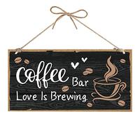 CREATCABIN Targa in legno con scritta "But First Coffee" stampata in chicchi di caffè, dispensa, decorazione rustica da parete in legno, decorazione da appendere per casa, casa, bar, cucina, 25,4 x