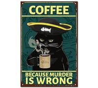 CREATCABIN Targa in Metallo con Gatto Pirata Targa in Metallo Vintage Poster Pittura retrò Targa in Ferro Poster Decorazione da Parete Arte Murale Ornamento da Appendere per Casa Caffetteria 30x20cm