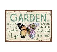 CREATCABIN Targa in Metallo Farfalla Targa Giardino Retro VintagDivertentDecorazionDa ParetArtMuralAppeso Pittura in Ferro per La Casa Cucina Soggiorno CortilPatio Esterno Poster Decor 12 x 8 pollic