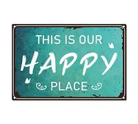 CREATCABIN Targa in Metallo in Metallo This Is Our Happy PlacRetro VintagFunny Wall Decor Art Mural Hanging Iron Painting for HomGarden Bar Pub Living Room WelcomPortch Poster Plaque 12 x 8 pollic