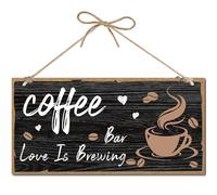 CREATCABIN Targa per caffè in Legno Targa per Bar per Porta D'Ingresso Targa in Legno da Appendere Targa per Stazione del caffè Decorazione da Parete Rustica Arte da Parete per Cucina Casa 30x15cm
