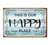 CREATCABIN Targa This Is Our Happy Place Decor Targa in Metallo retrò Vintage Targa in Metallo da Parete Pittura in Ferro Poster Murale Decorazione Fattoria per Cucina Soggiorno Casa 20x30cm