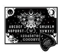 CREATCABIN Tavola dello Spirito in Legno Tavola del Pendolo Tavole Parlanti in Legno con Planchette Kit di Divinazione per Rabdomanzia Nera Gioco Caccia Spirito Metafisico Messaggio 30 x 21cm