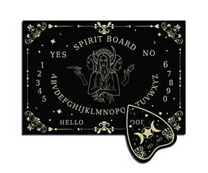 CREATCABIN Tavole Ouija Parlanti in Legno Tavole A Pendolo Planchette Black Dowsing Divination Wood Spirit Board Game Kit Spirit Hunt Messaggio Metafisico per Wicca Pagan 11.8 x 8.3 inch-Moon Goddess