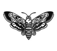 CREATCABIN Testa di Morte Falena Decorazione da Parete in Metallo Teschio Nero Arte da Parete in Metallo Ornamento da Appendere Falena in Ferro Decorazione da Parete Scultura Farfalla Decor 30x17cm