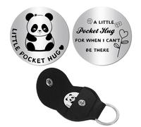 CREATCABIN Token Abbraccio Tascabile per Relazioni Sociali A Lunga Distanza Ricordo in Acciaio Inossidabile Doppia Faccia Ispirante con Portachiavi in Pelle PU Regalo per Donne Uomini Bestie 3x3cm