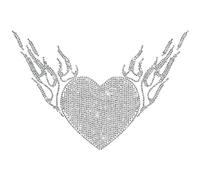 CREATCABIN Toppe Termoadesive con Strass A Forma di Cuore, Ali, Termoadesive, Termoadesive, Adesivi, Hotfix, Riparazione, Trasferimento di Calore, Glitter, per Camicie, Borse, Vestiti, Lettere 30x20cm